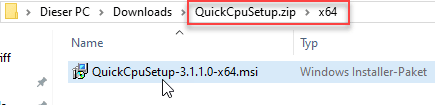 QuickCPU Installationsprogramm