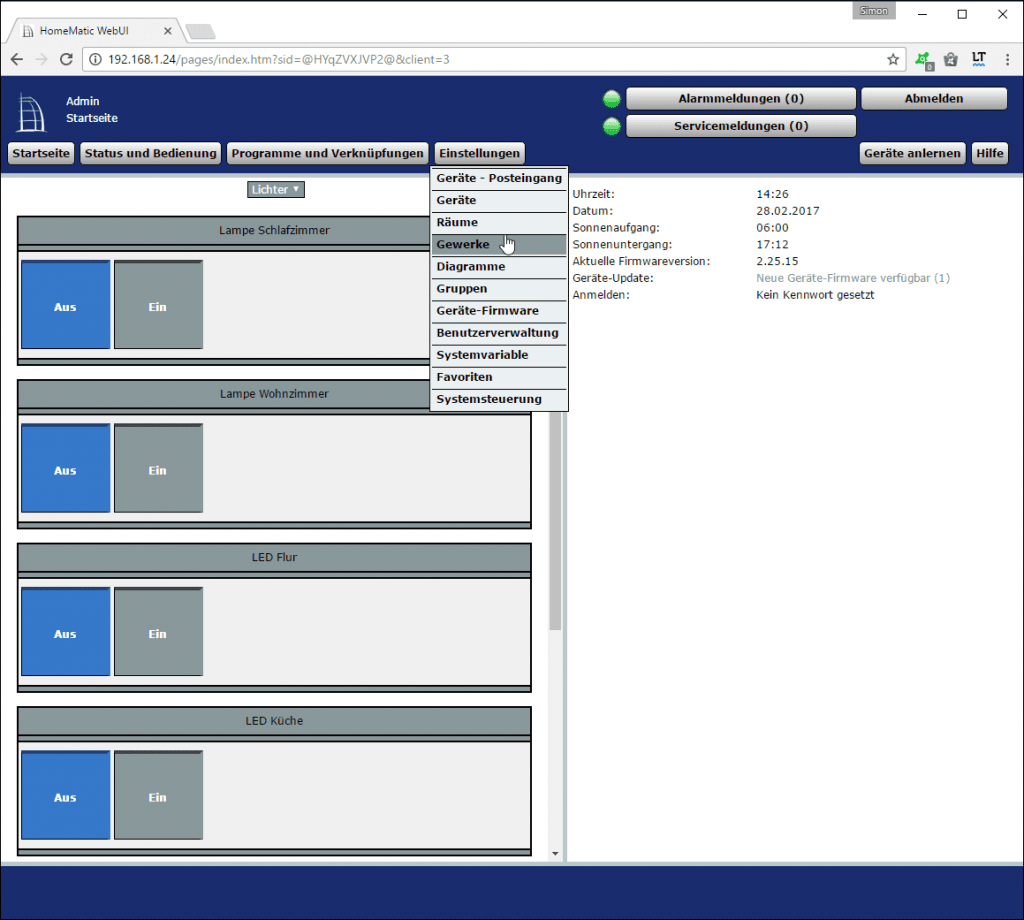 CCU2 Webinterface