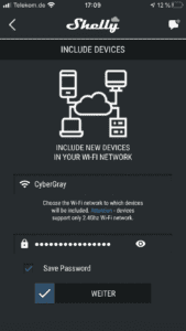 WLAN Passwort eingeben und Passwort speichern